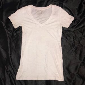 White v-neck shirt